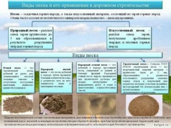 Виды песка и их применение