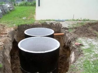 Монтаж бетонных колец для канализации