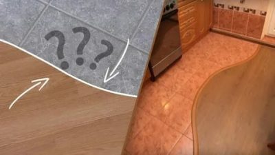 Как соединить линолеум и плитку на полу?
